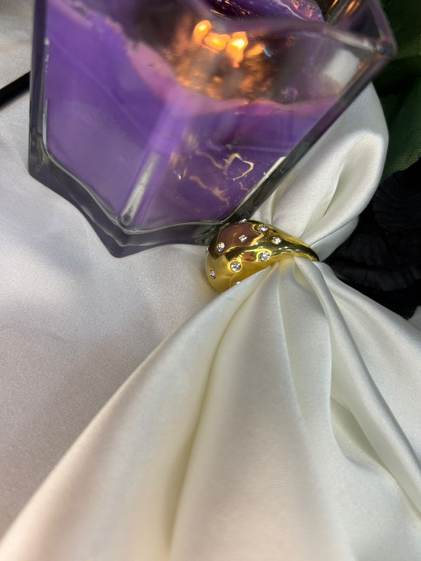 Glam Bubble Crystal Ring – Gold Edition